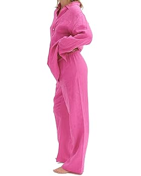 ROSIER DreamPajama Long Sleeve &pantsセット ADR Women's Soft Cotton Knit Jersey Pajamas Lounge Set, Long